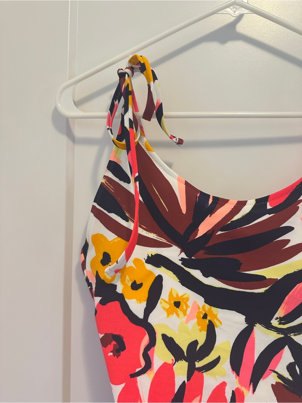 Aerie Tropical Print Scoop Neck Tie Straps One Piece Swimsuit Size Medium Womens - Picture 4 of 12